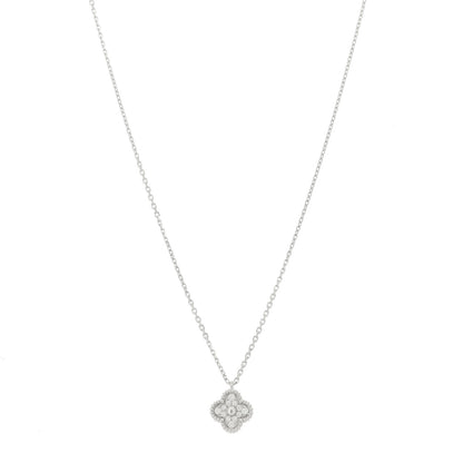Van Cleef & Arpels 18K White Gold Diamond Sweet Alhambra Pendant Necklace 1 of 6