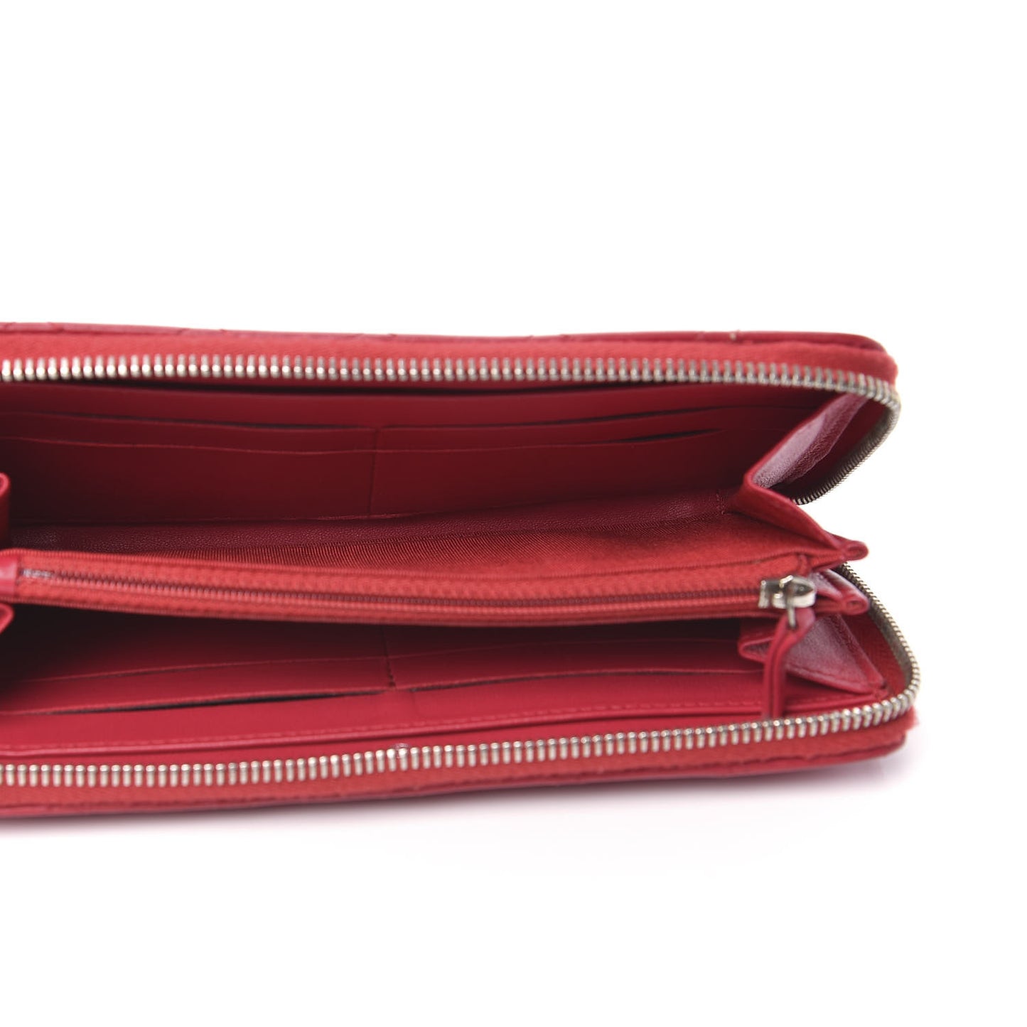 Lambskin Quilted Zip Around Wallet Dark Pink