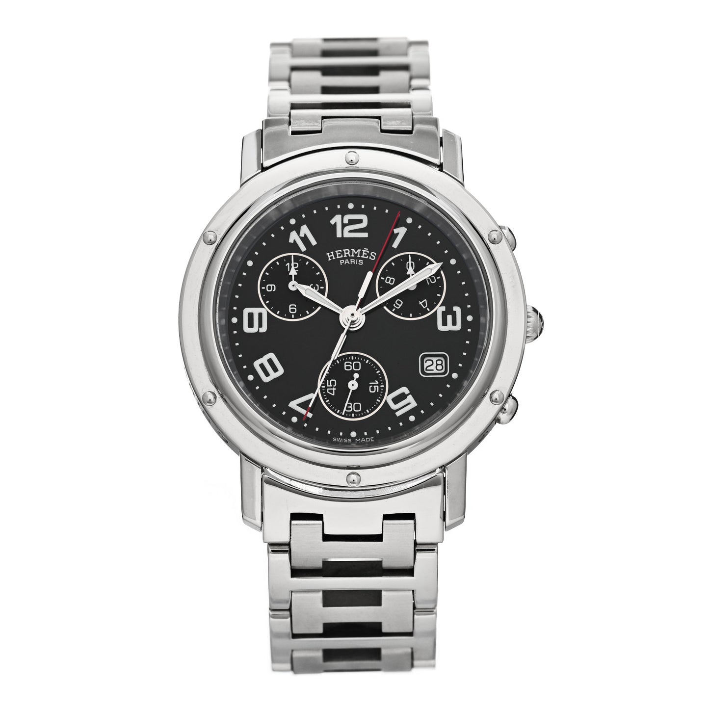 Stainless Steel 31mm Clipper Chronograph Quartz Watch Black Black