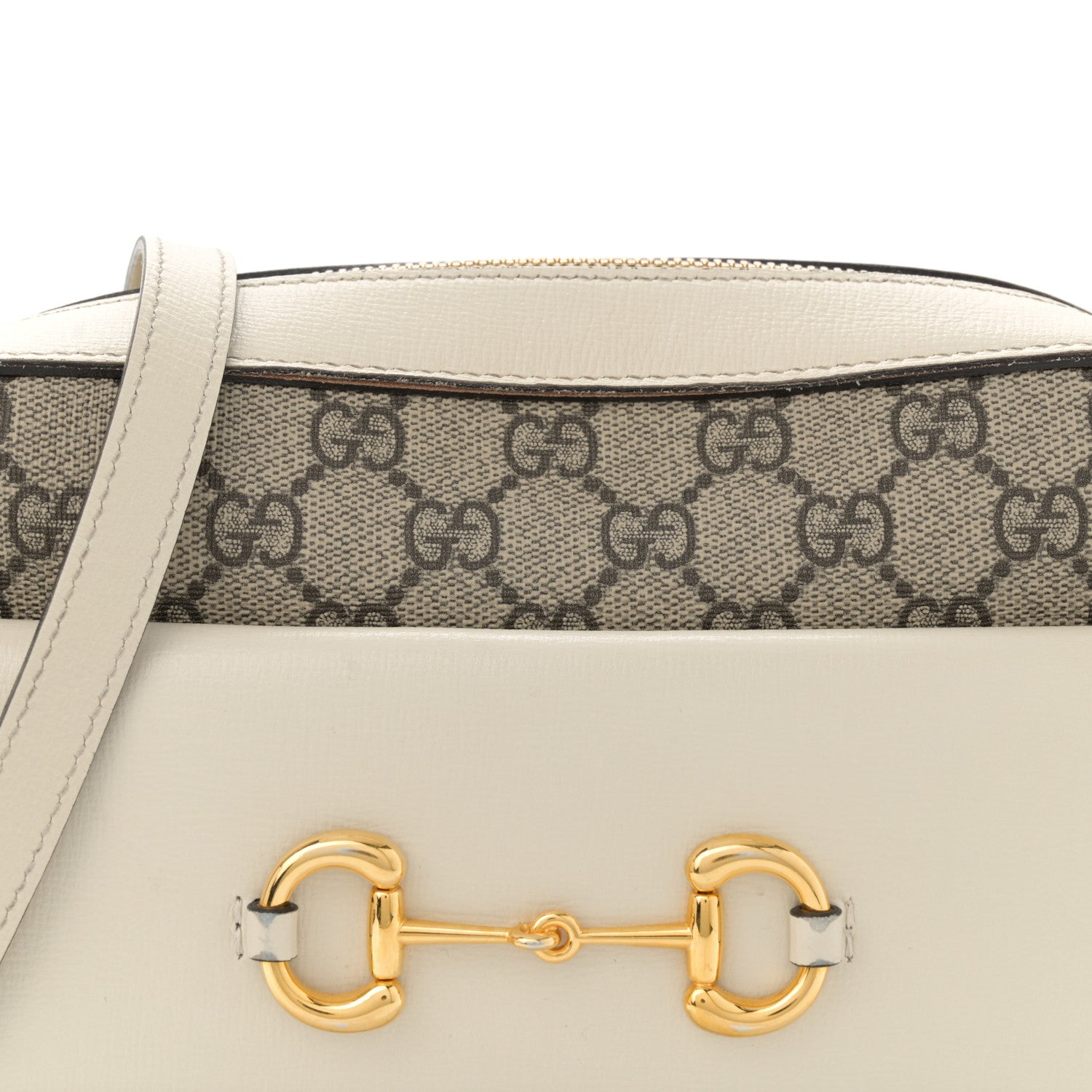 Gucci GG Supreme Monogram Small Horsebit 1955 Shoulder Bag Beige Mystic White 8 of 15