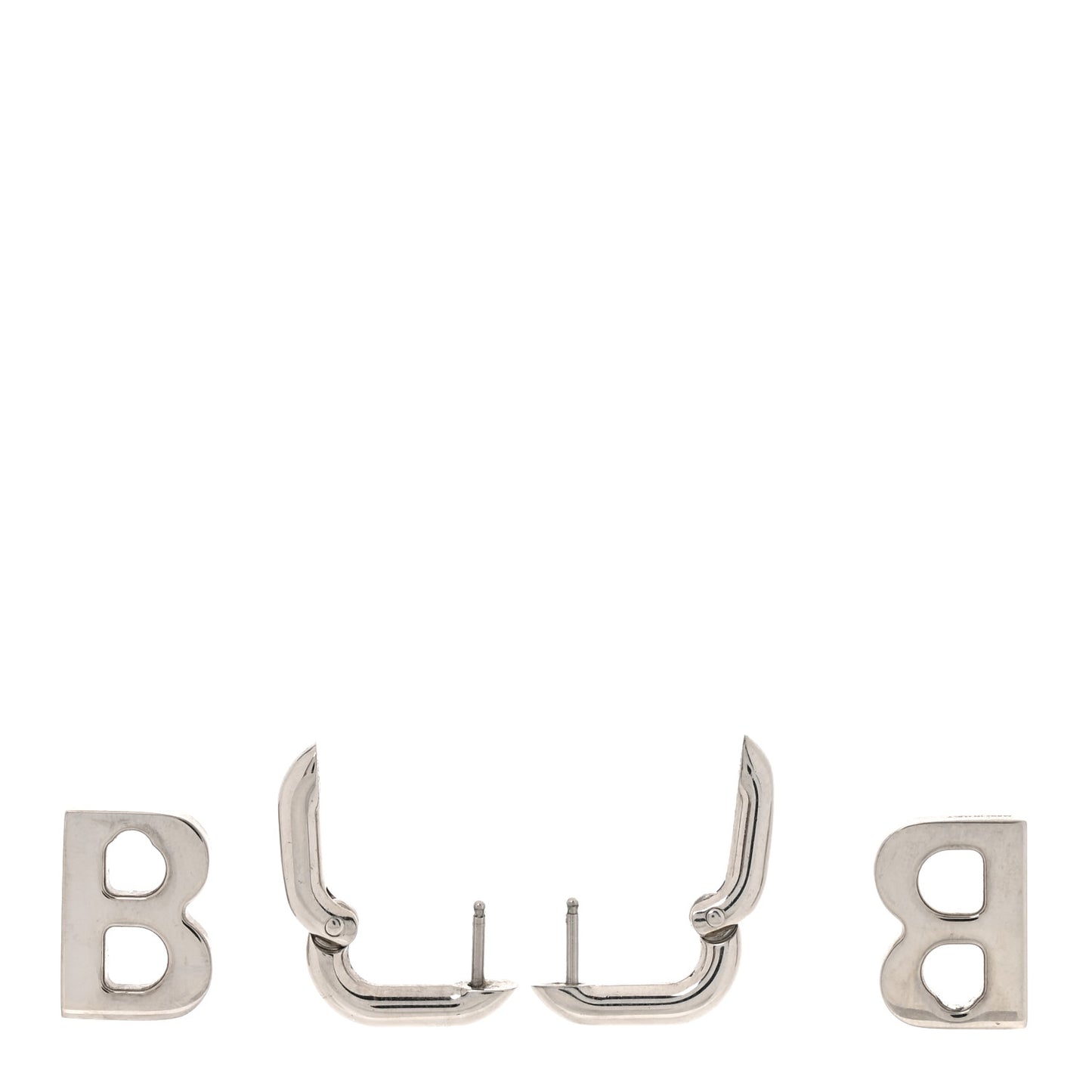 Metal B Chain Drop Earrings XS Silver