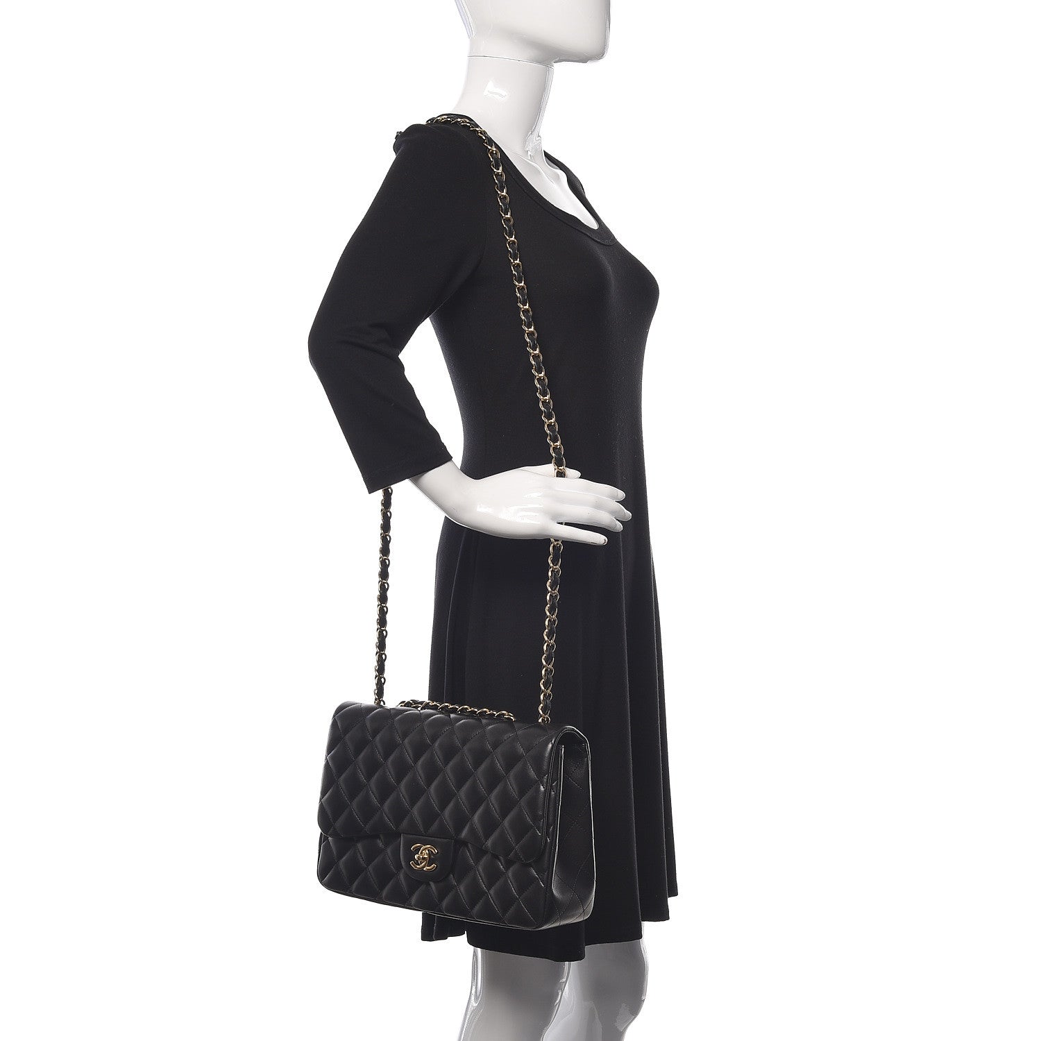 Chanel Lambskin Quilted Jumbo Single Flap Black 3 of 12