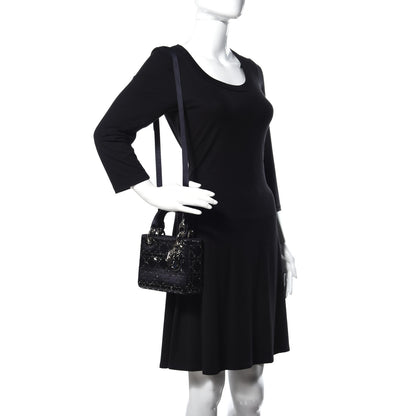 Christian Dior Satin Crystal Cannage Mini Lady Dior Navy 2 of 12