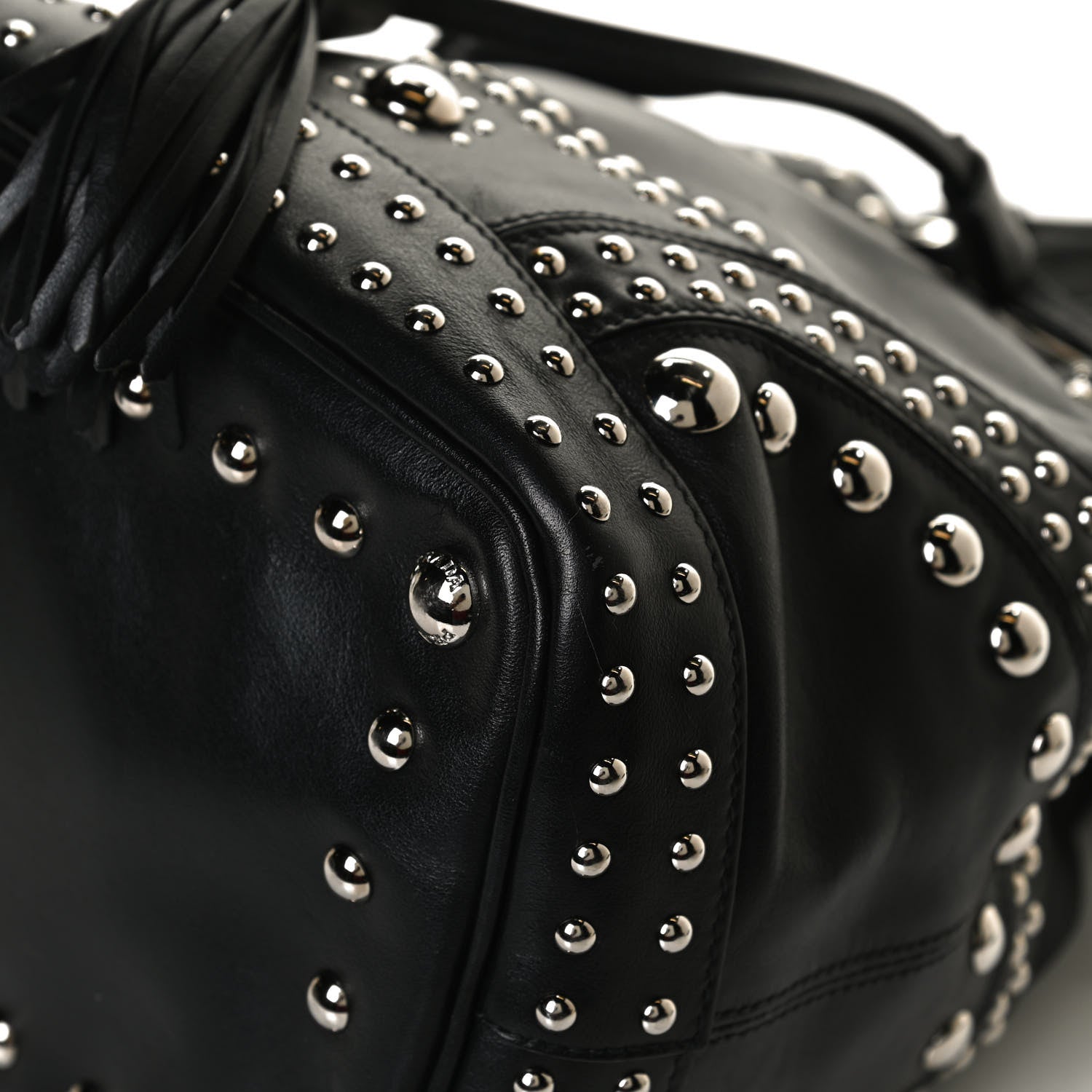 Prada Soft Calf Studded Bucket Bag Black 11 of 14