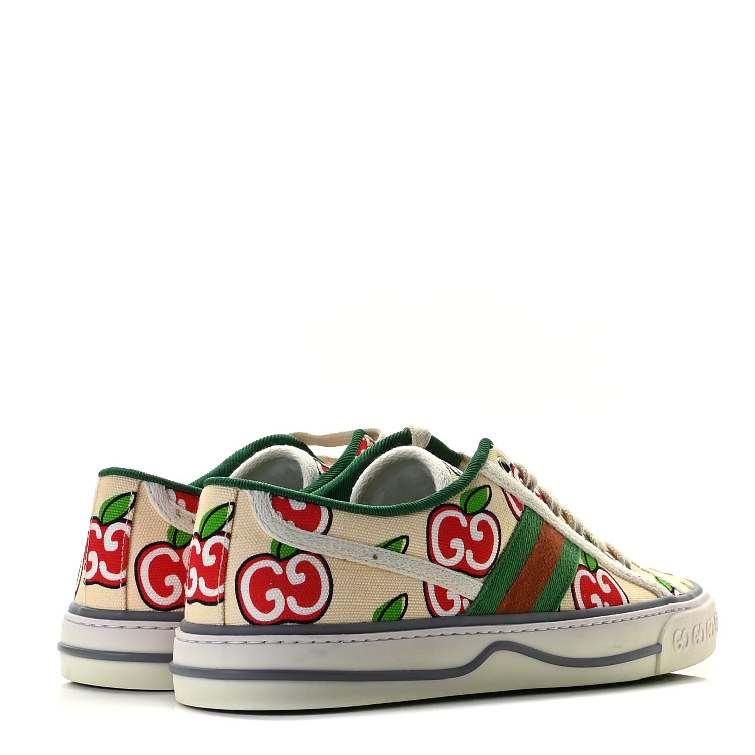 Gucci Canvas Web GG Apple Womens 1977 Tennis Sneakers 37 Ivory Red Mystic White New Shamarock 4 of 12