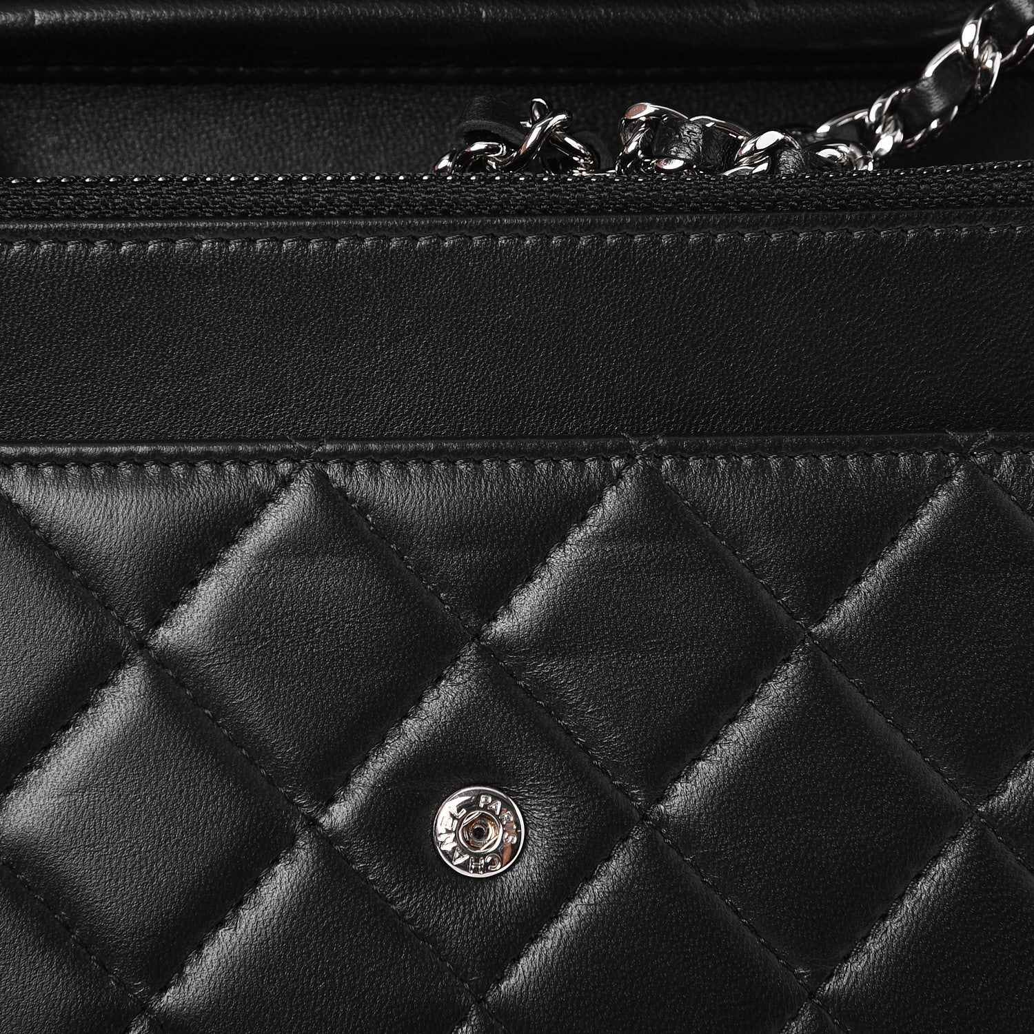 Chanel Lambskin Quilted Wallet On Chain WOC Black 10 of 11