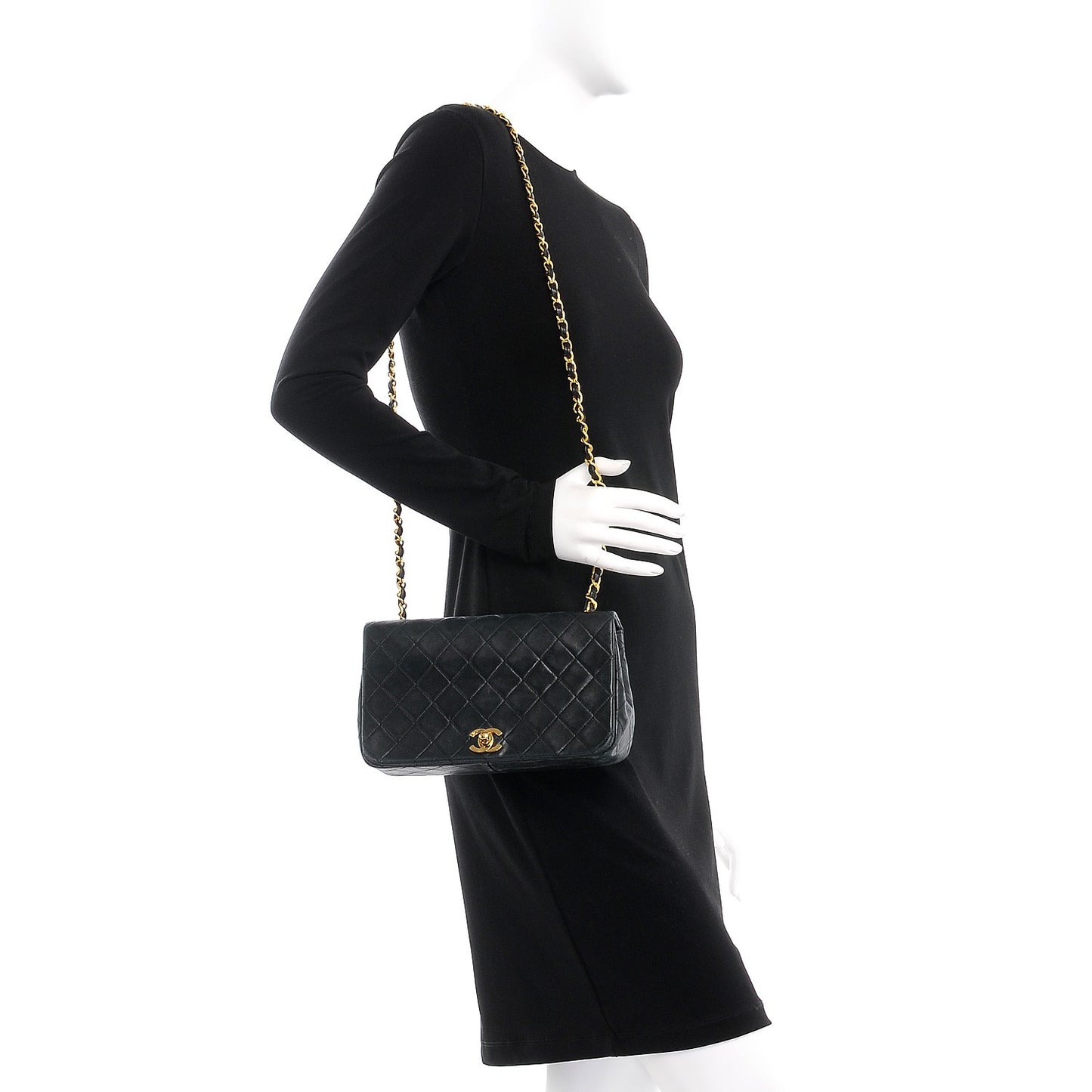 Lambskin Quilted Small Single Flap Black