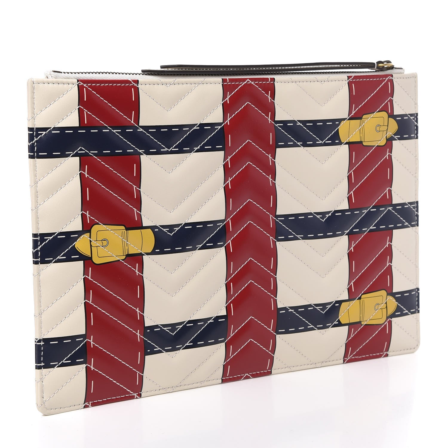 Gucci Calfskin Matelasse Trompe L'Oeil Print GG Marmont Zip Pouch White 3 of 8