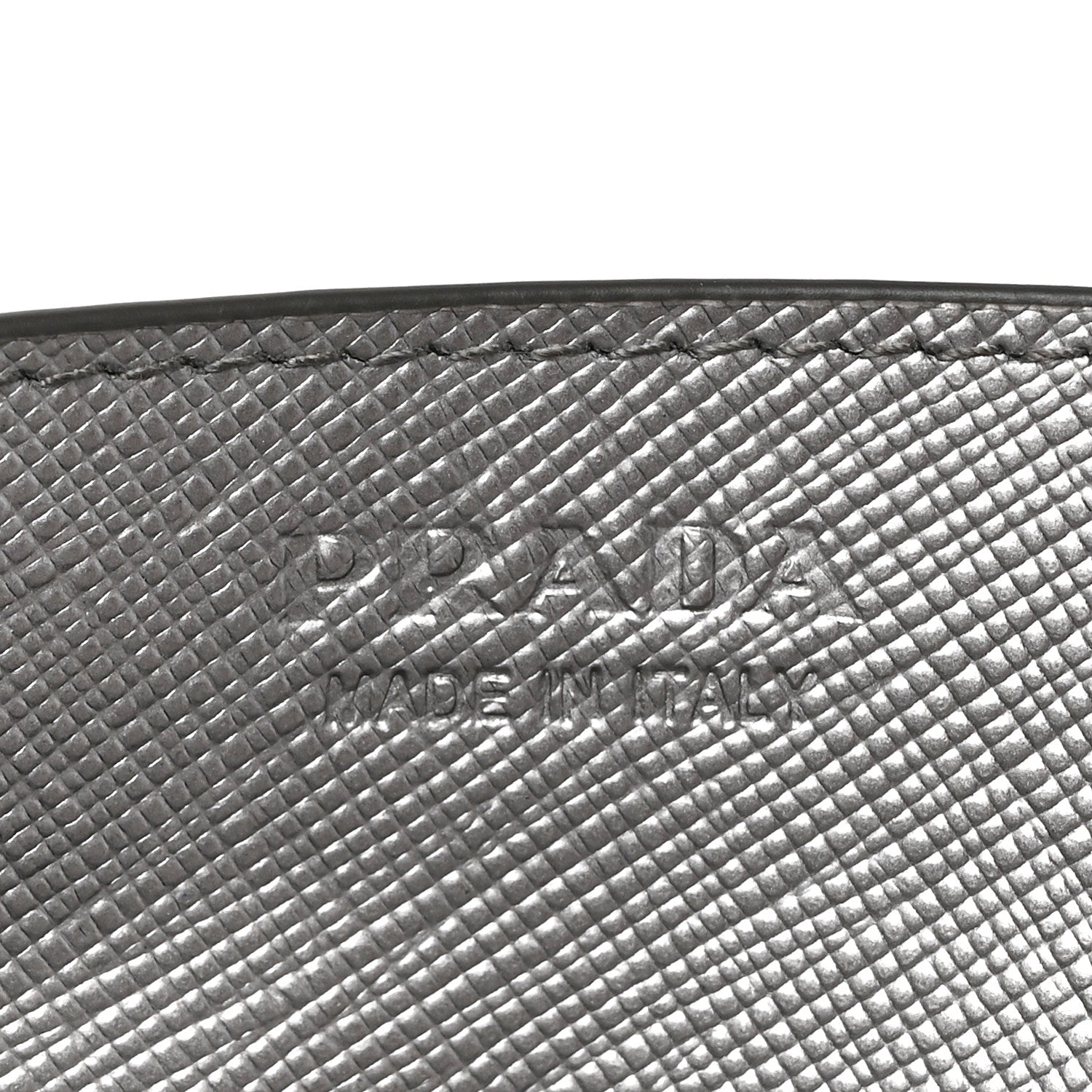 Prada Metallic Saffiano Triangle Card Holder Cromo 6 of 6