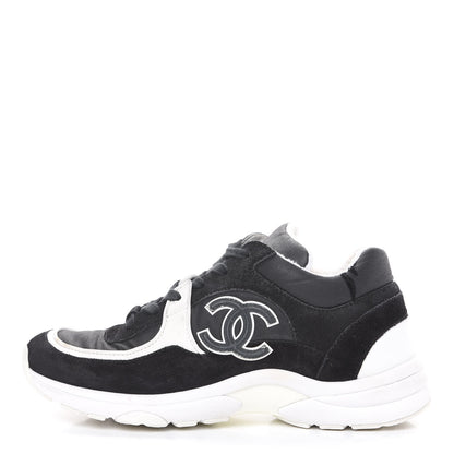 Chanel Lycra Womens CC Sneakers 38.5 Black 1 of 13