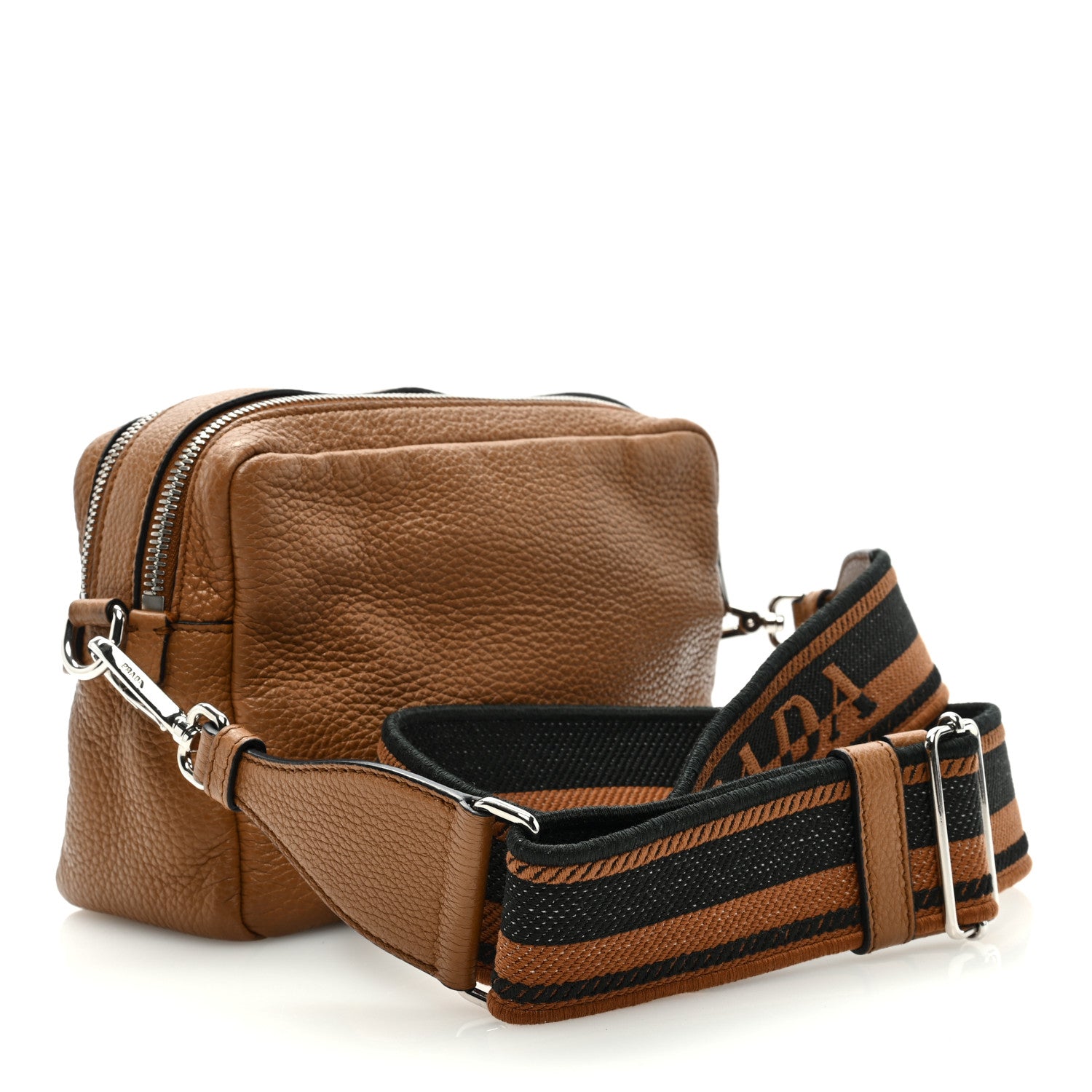 Prada Vitello Daino Soft Medium Double Zip Shoulder Bag Caramel 3 of 9