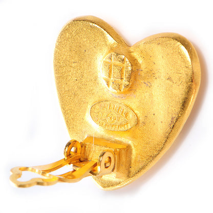 Chanel CC Heart Clip On Earrings Gold 4 of 4