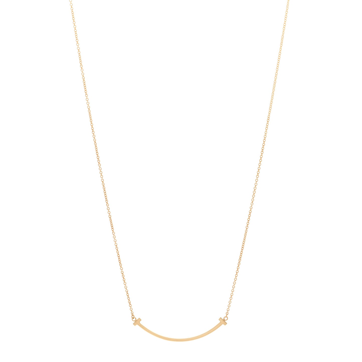 18K Yellow Gold Small T Smile Pendant Necklace