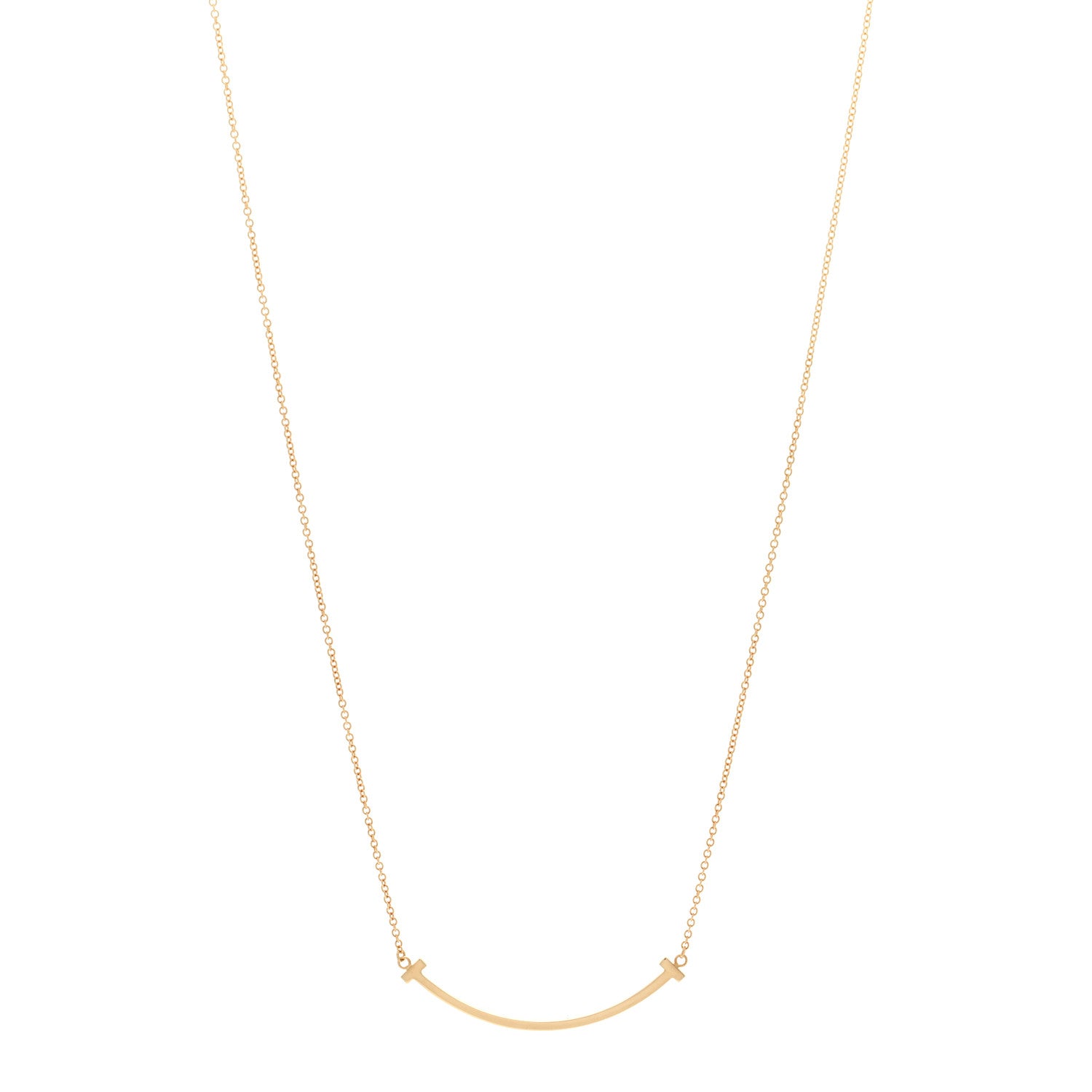 Tiffany 18K Yellow Gold Small T Smile Pendant Necklace 1 of 5