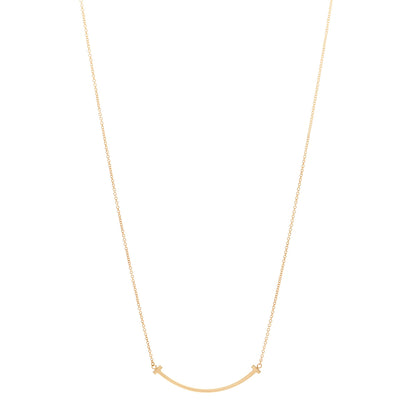 Tiffany 18K Yellow Gold Small T Smile Pendant Necklace 1 of 5