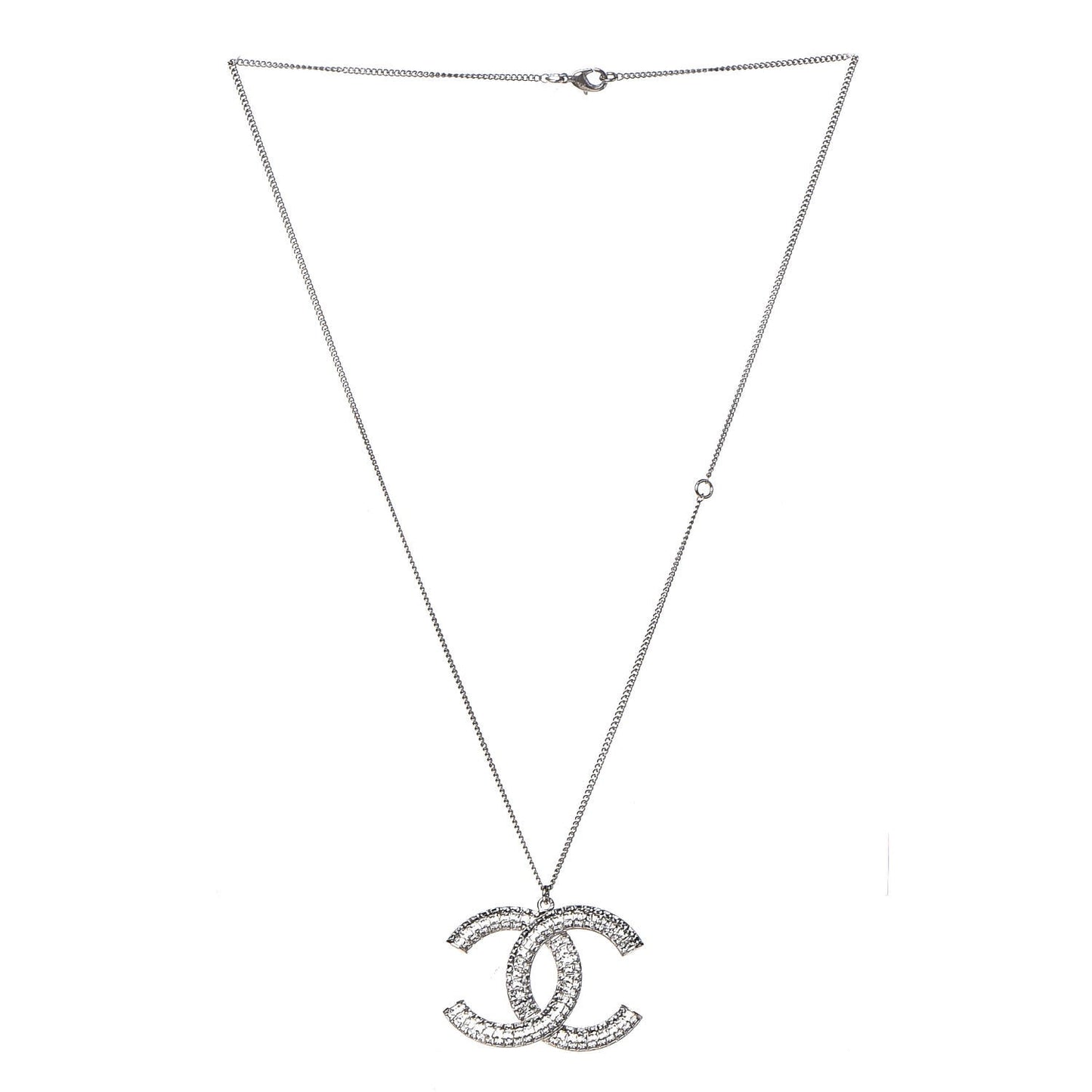 Baguette Crystal CC Necklace Silver