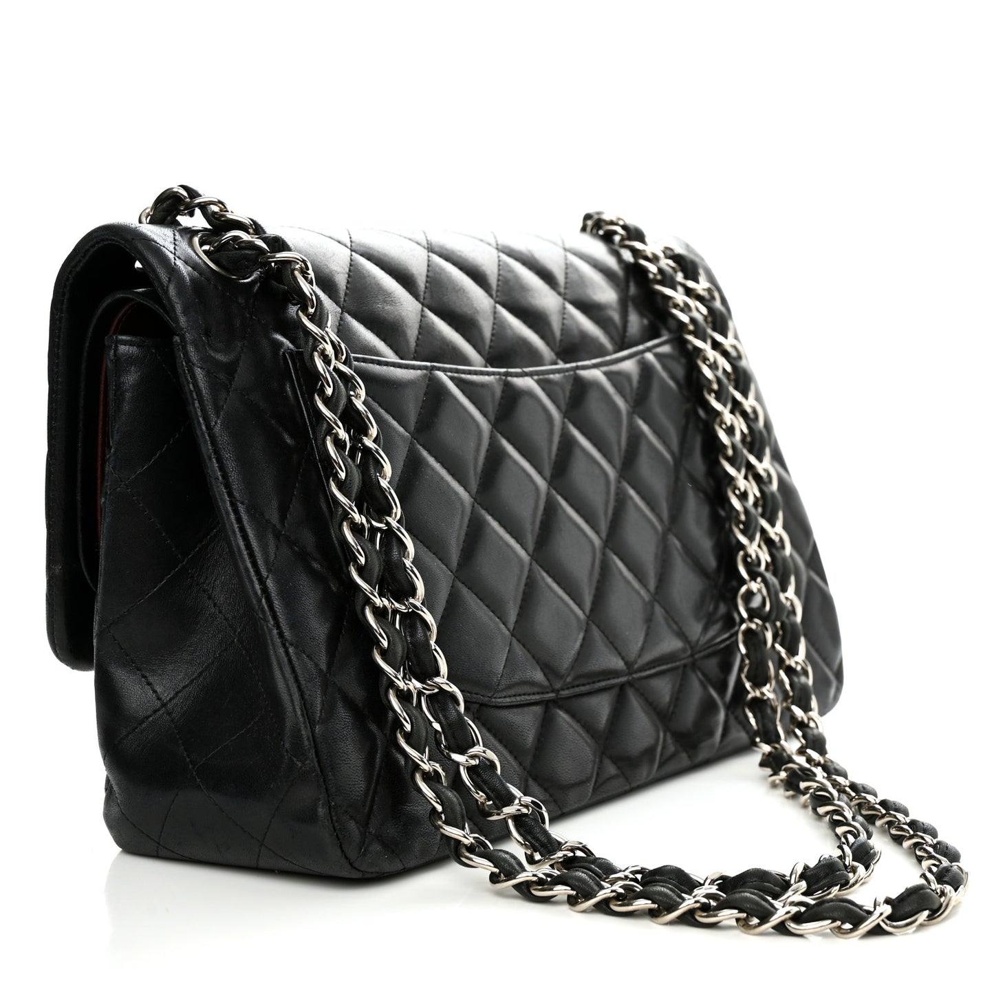 Lambskin Quilted Jumbo Double Flap Black