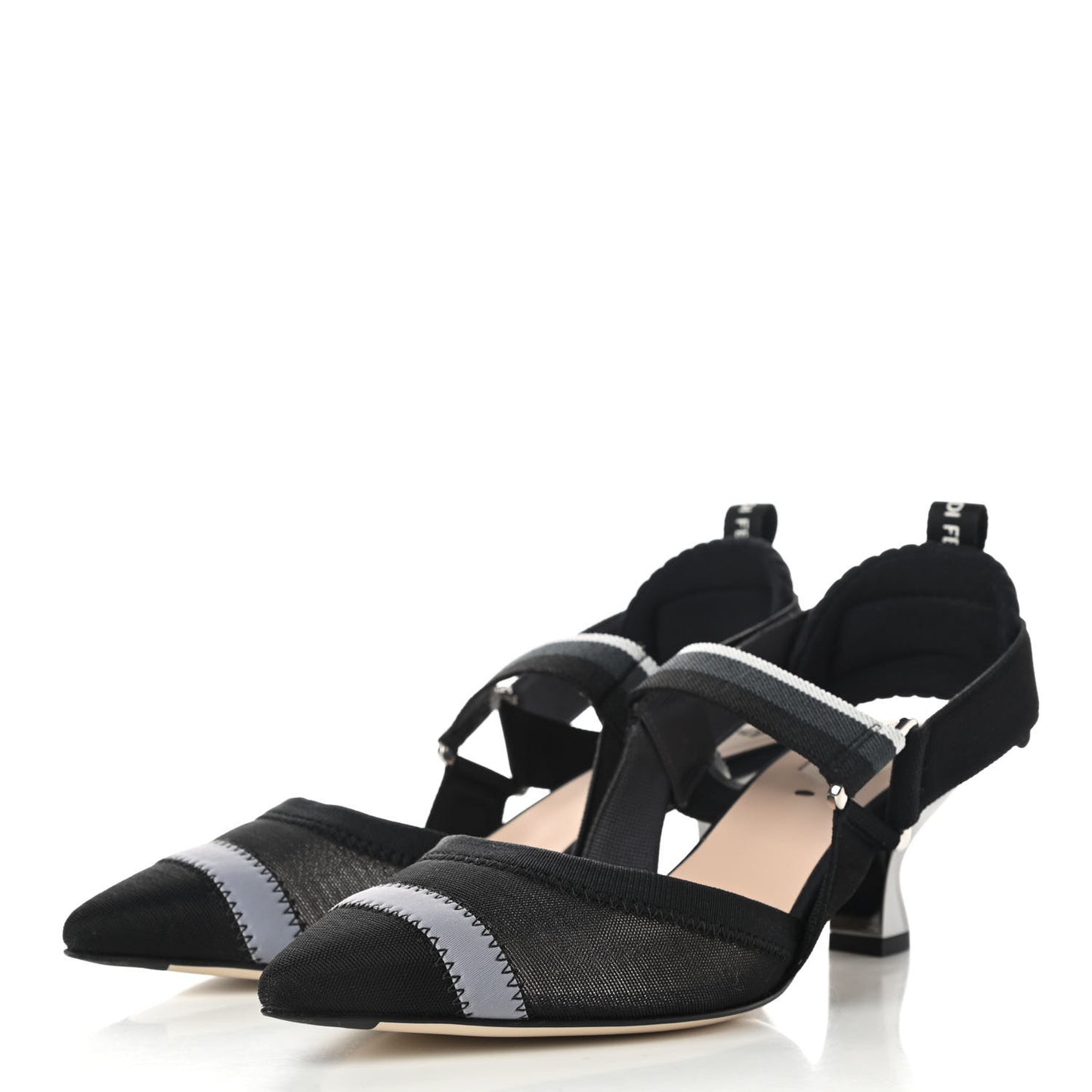 Technical Mesh Colibri 55mm Slingback Pumps 38 Black Asfalto