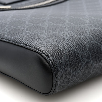 Gucci GG Supreme Monogram Appia Calfskin Web Flat Messenger Bag Black Grey 8 of 9