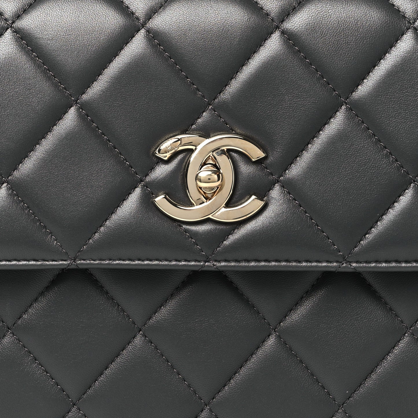 Lambskin Quilted Small Trendy CC Dual Handle Flap Bag Dark Grey