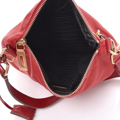 Prada Nylon Vela Vitello Daino Flat Messenger Bag Red 5 of 7