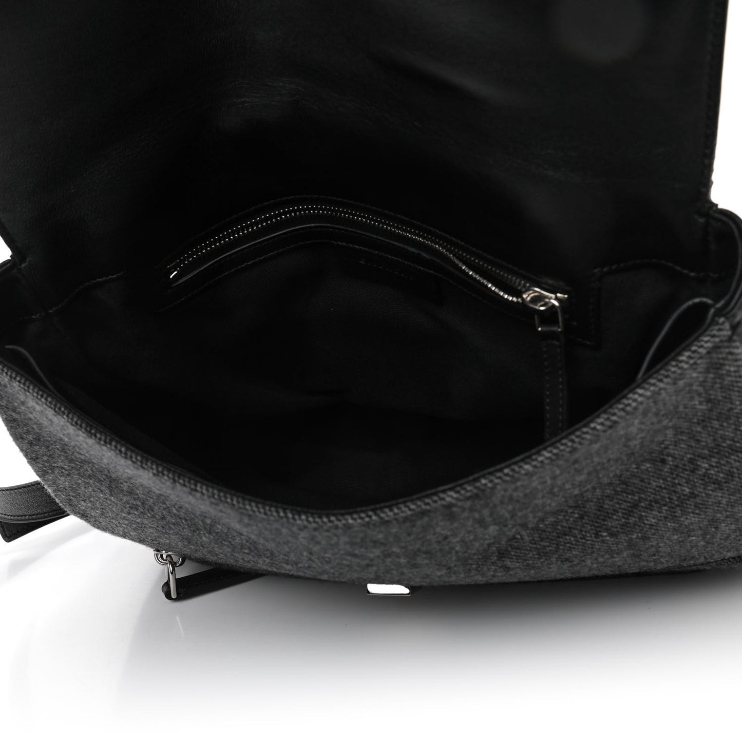Tweed Wool Calfskin Medium Pandora Pure Flap Bag Dark Grey Black
