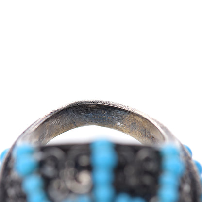 Gucci Pearl Beaded Spiked Ring 6.5 Silver Turquoise 4 of 6
