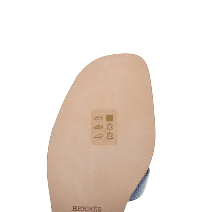 Hermes Denim Canvas Oran Sandals 38 Bleu Clair 8 of 10