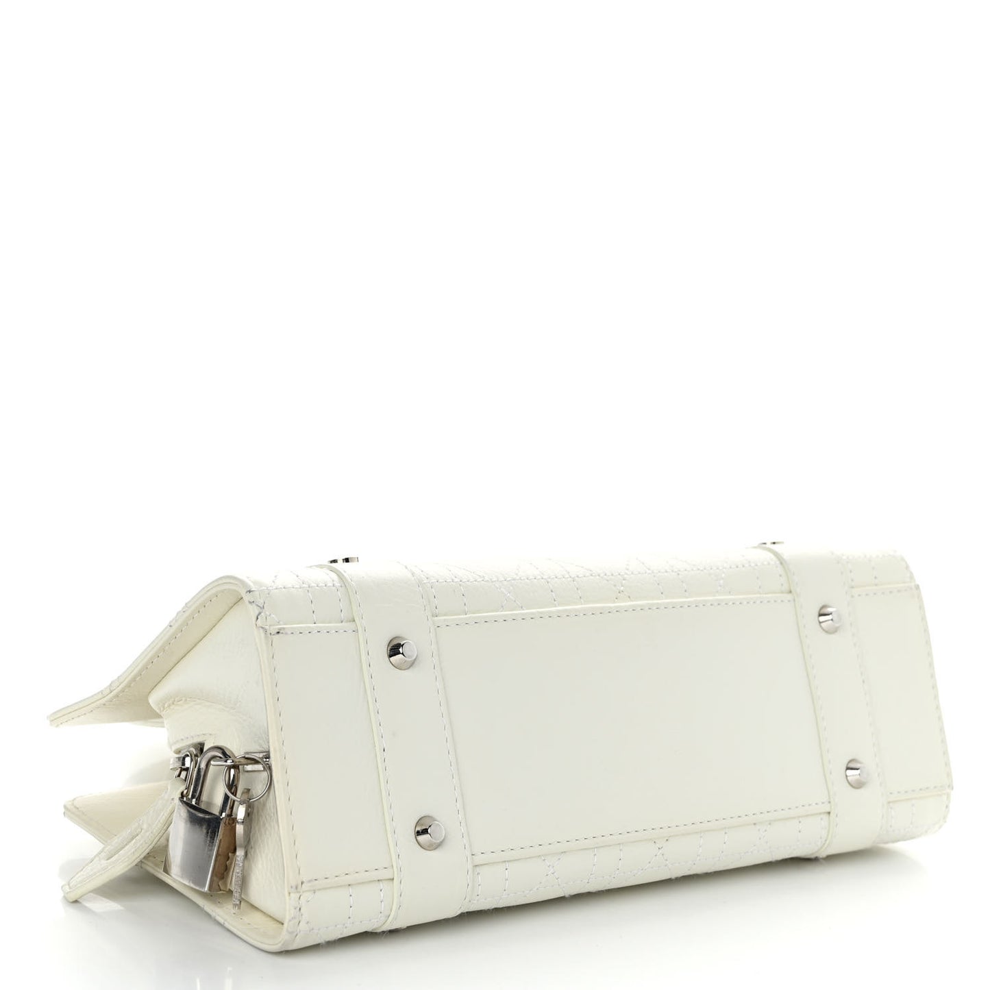 Calfskin Cannage Stitched Small East West Lady Dior White