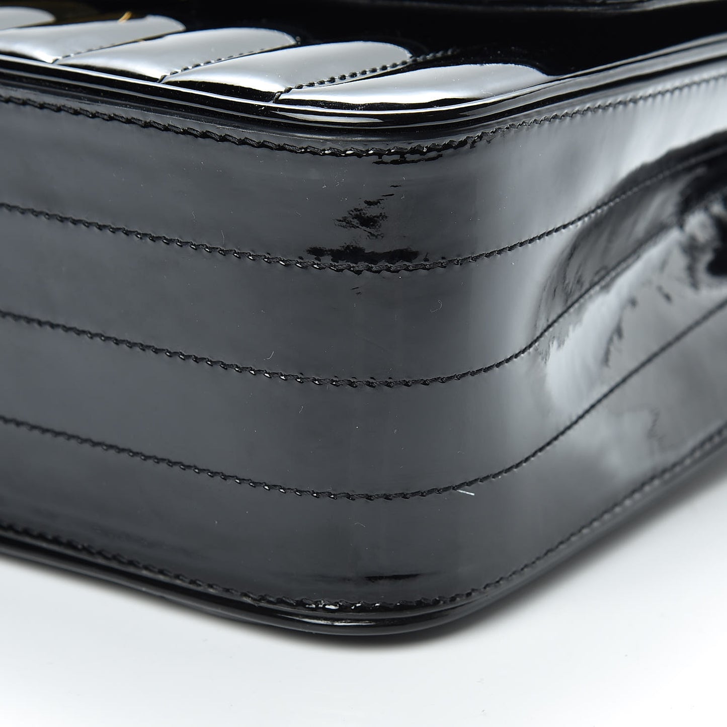 Patent Matelasse Monogram Large Vicky Chain Bag Black