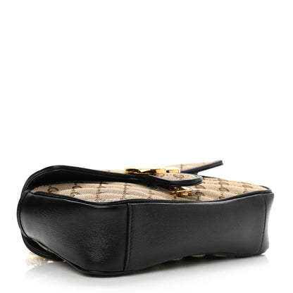 Gucci Monogram Matelasse Diagonal Mini GG Marmont Shoulder Bag Beige Black 4 of 10