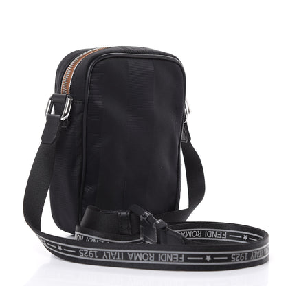 Fendi Nylon Vitello Century Pequin Logo Plate Small Crossbody Messenger Black 5 of 8