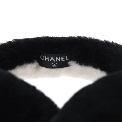 Chanel Shearling CC Bi-Color Ear Muffs White Black 3 of 3
