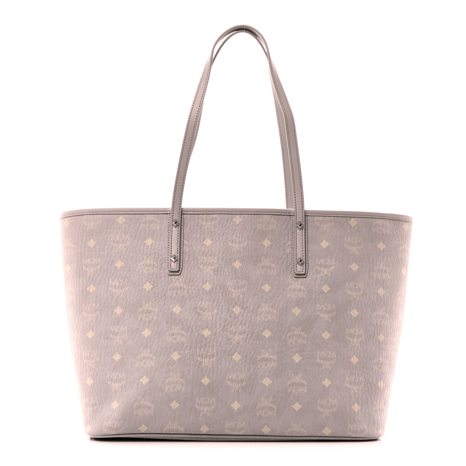 MCM Visetos Medium Aren Shopper Tote Misty Gray 1 of 10
