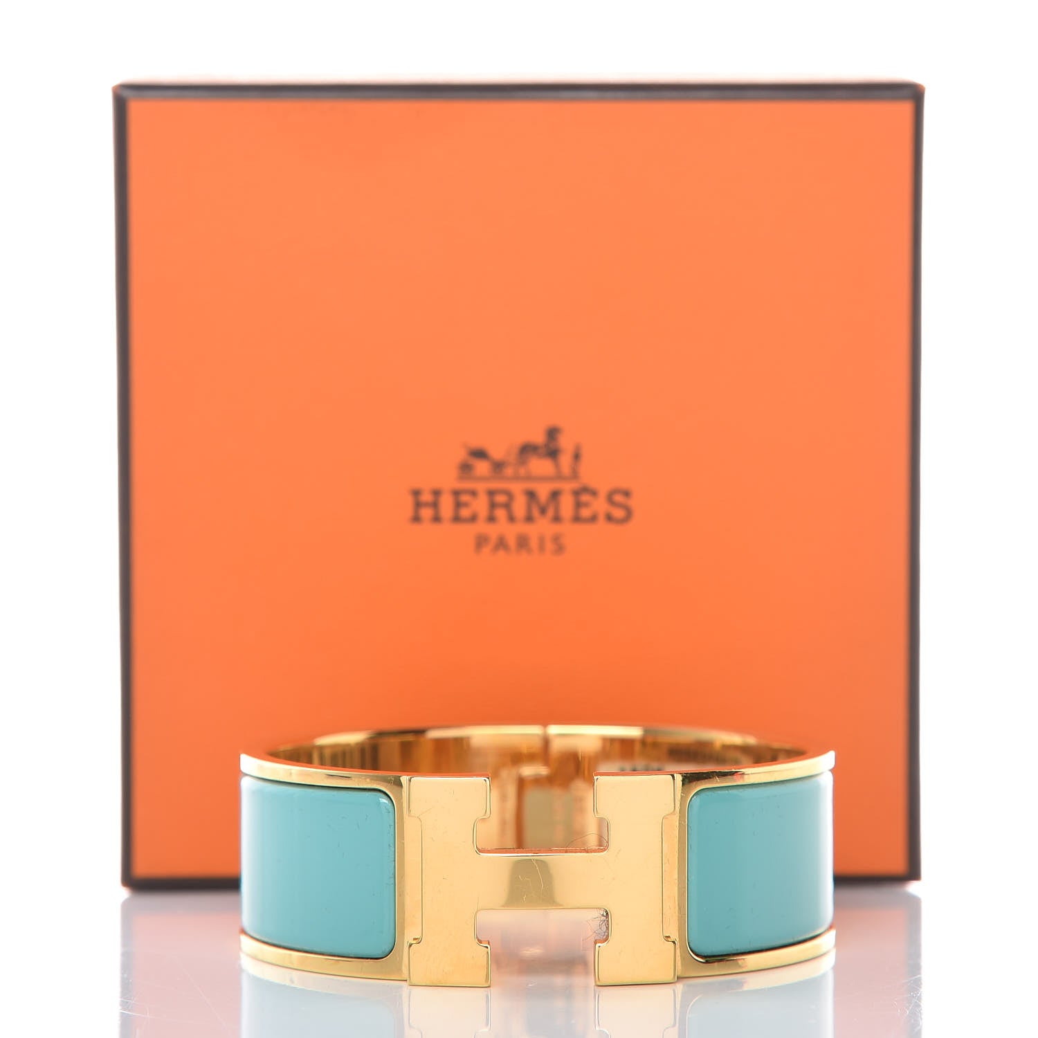 Hermes Enamel Wide Clic Clac H Bracelet PM Bleu Atoll 8 of 8