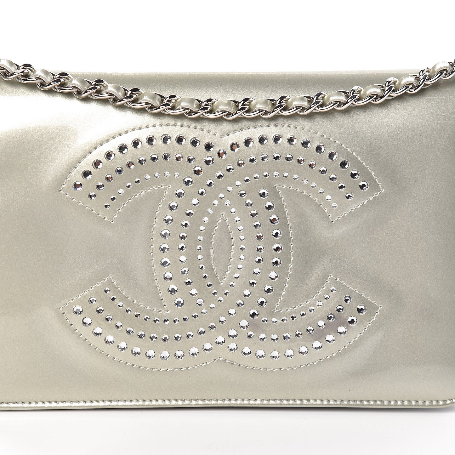 Patent Strass Wallet On Chain WOC Silver