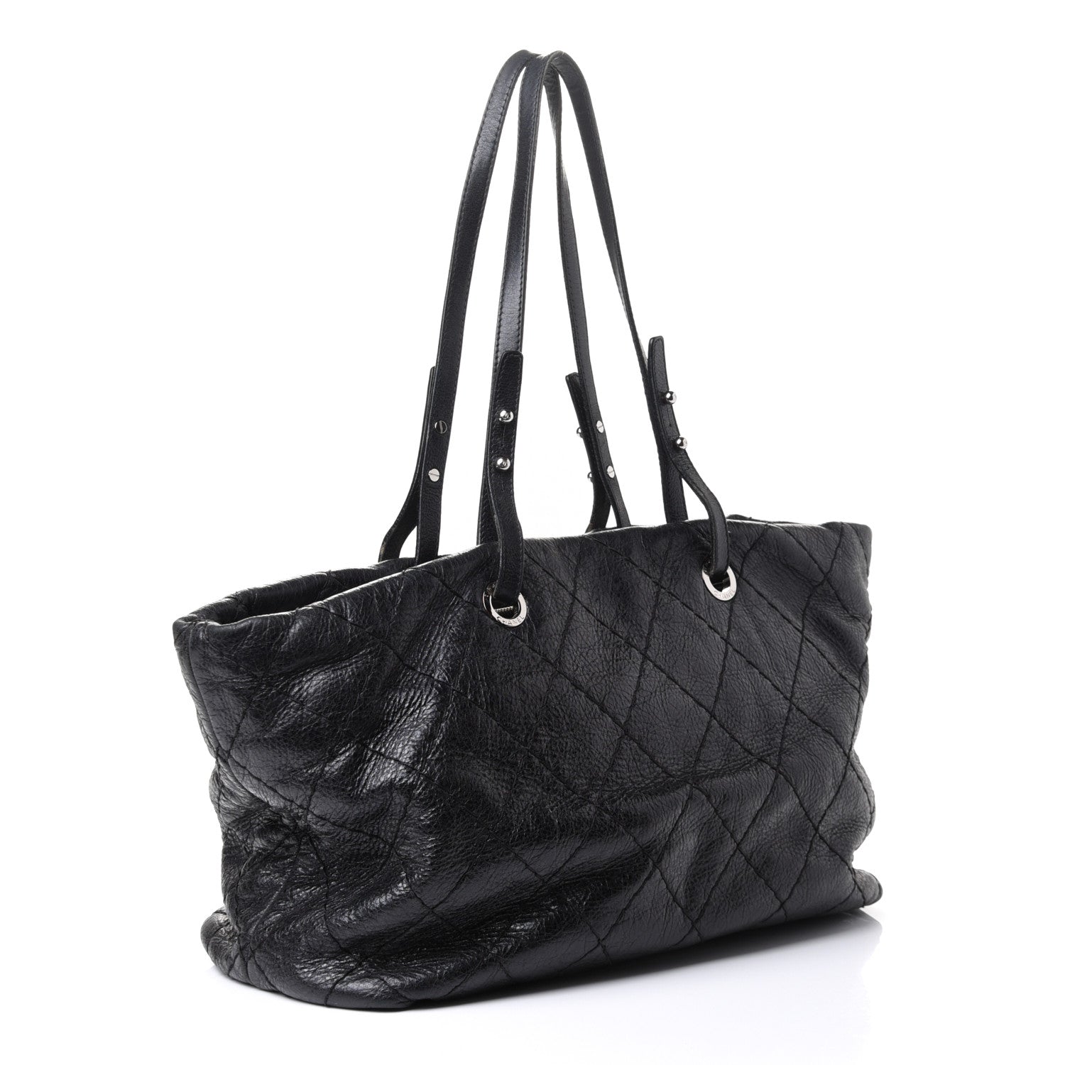 Chanel Glazed Calfskin Large On The Road Tote Black 2 of 4