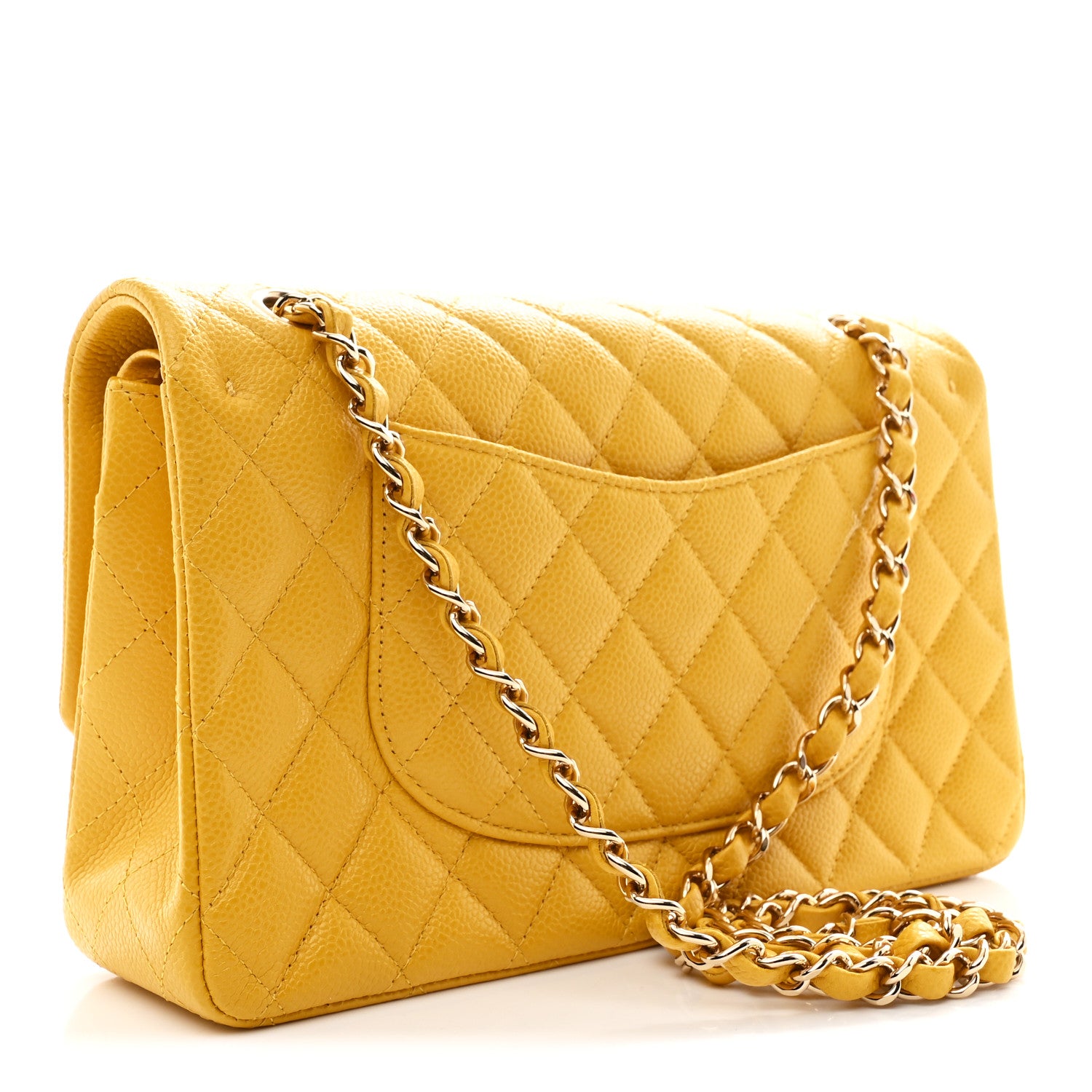 Chanel Caviar Quilted Medium Double Flap Yellow 4 of 21