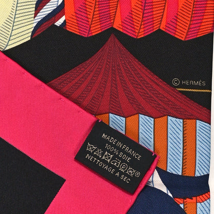 Hermes Silk Lanternes Ballons et Cocardes Scarf 90 Fuchsia Black Multicolor 3 of 3