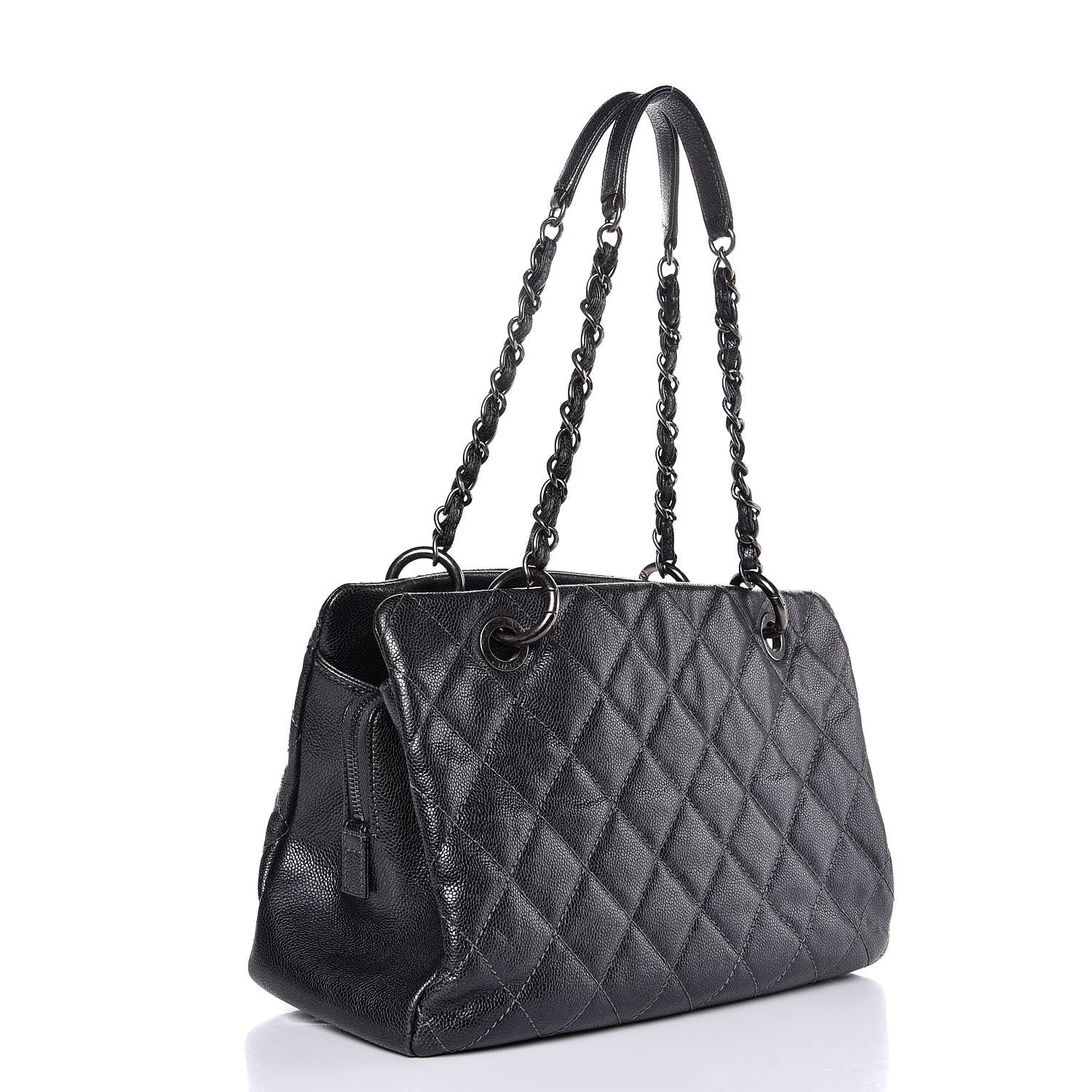 Chanel Iridescent Quilted Chic Caviar Shopping Tote Dark Silver 3 of 8