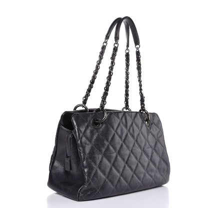 Chanel Iridescent Quilted Chic Caviar Shopping Tote Dark Silver 3 of 8