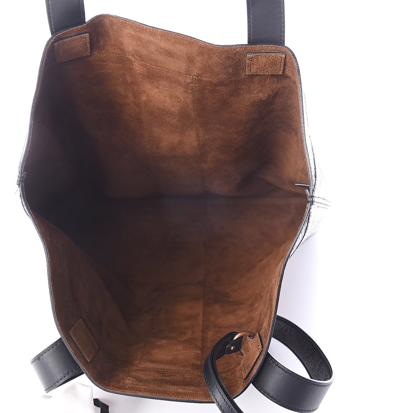 Suede Patent Web Large Ophidia Vertical Shopping Tote Nocciola Black