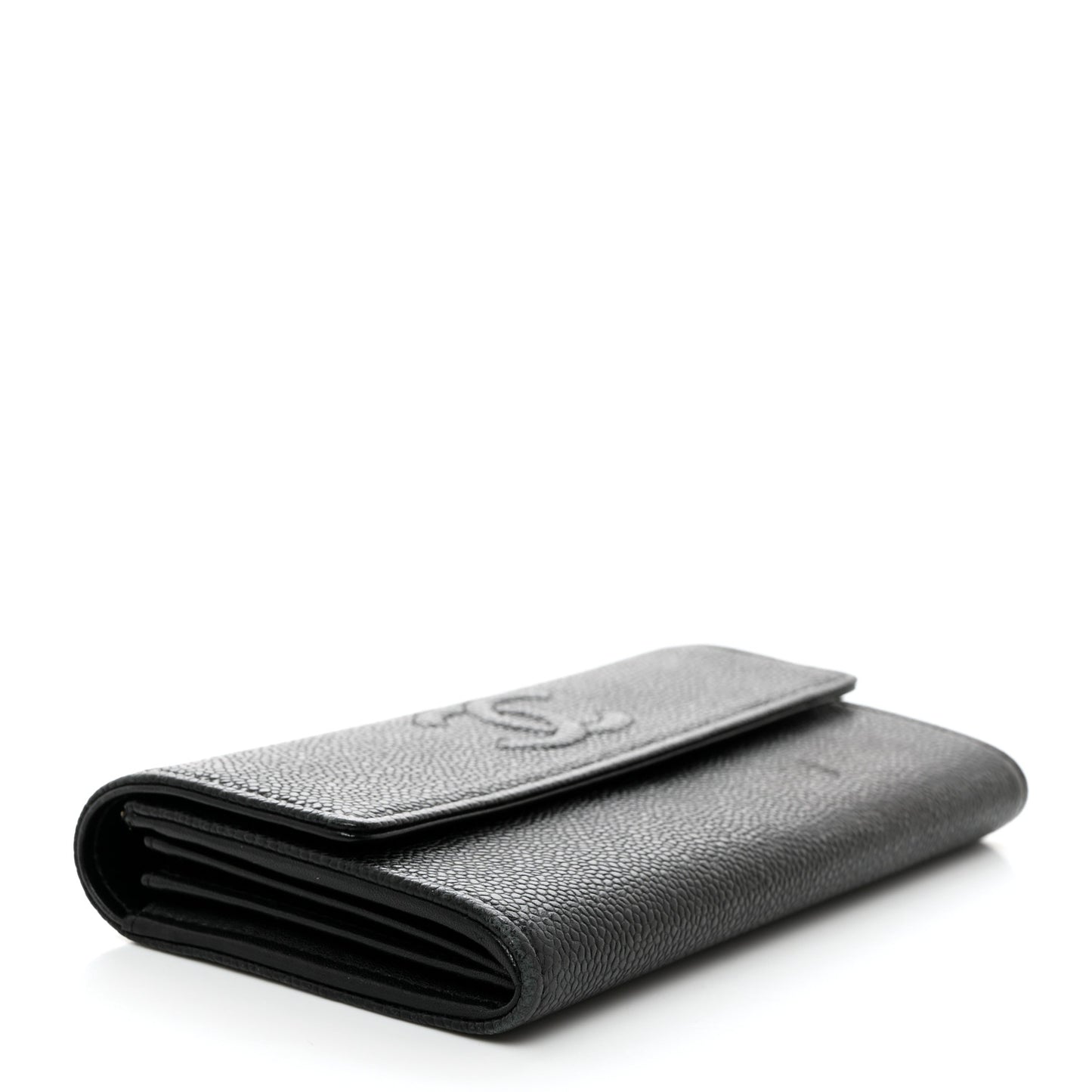 Caviar Timeless CC Large Gusset Flap Wallet Black