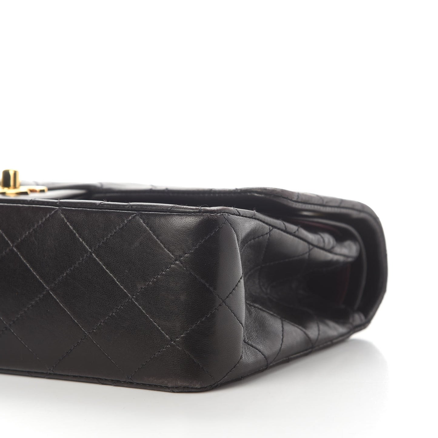 Lambskin Quilted Medium Double Flap Black
