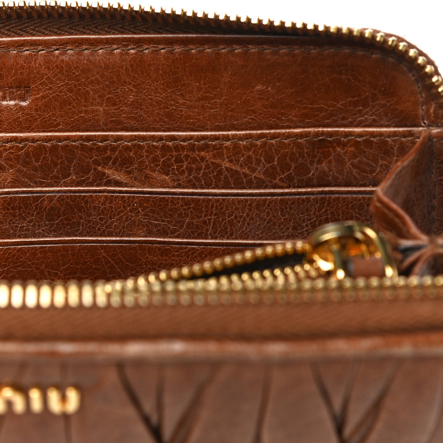 Matelasse Zip Around Wallet Brown