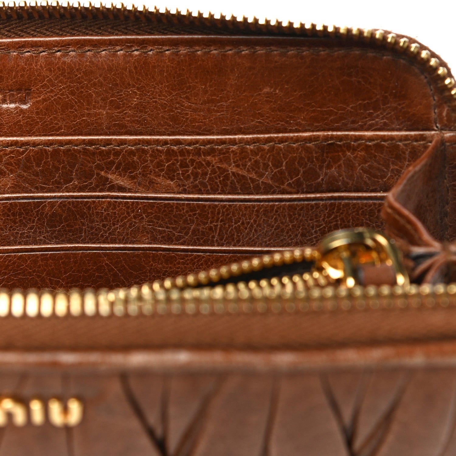 Miu Miu Matelasse Zip Around Wallet Brown 16 of 24