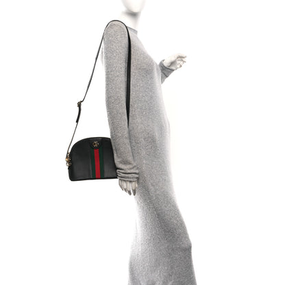 Gucci Calfskin GG Web Small Ophidia Dome Shoulder Bag Black 2 of 10