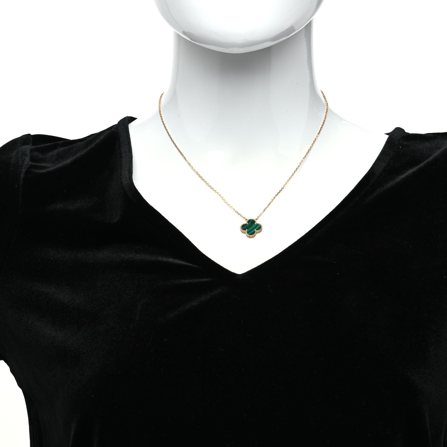 Van Cleef & Arpels 18K Yellow Gold Malachite Vintage Alhambra Pendant Necklace 2 of 7