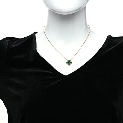 Van Cleef & Arpels 18K Yellow Gold Malachite Vintage Alhambra Pendant Necklace 2 of 7