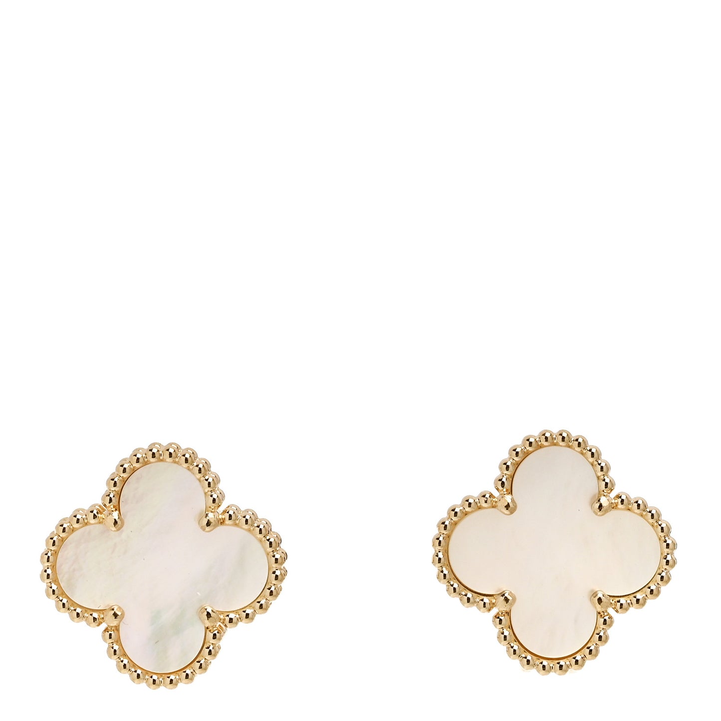 18K Yellow Gold Mother of Pearl Vintage Alhambra Earrings
